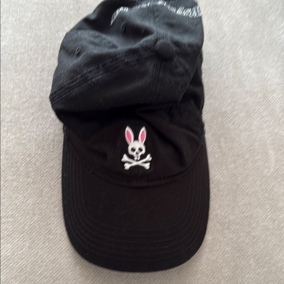 Psycho Bunny Black and Pink Hat with Embroidered Bunny Design - Picture 1 of 3